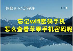 忘记wifi密码手机怎么查看苹果手机密码呢