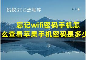 忘记wifi密码手机怎么查看苹果手机密码是多少