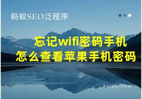 忘记wifi密码手机怎么查看苹果手机密码