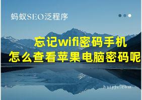 忘记wifi密码手机怎么查看苹果电脑密码呢