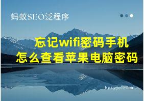 忘记wifi密码手机怎么查看苹果电脑密码