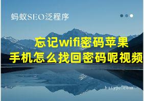 忘记wifi密码苹果手机怎么找回密码呢视频