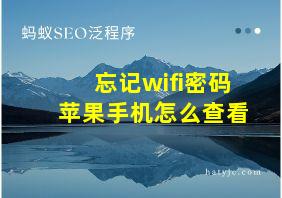 忘记wifi密码苹果手机怎么查看