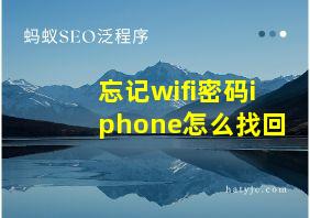 忘记wifi密码iphone怎么找回