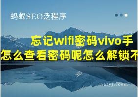 忘记wifi密码vivo手机怎么查看密码呢怎么解锁不了