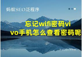 忘记wifi密码vivo手机怎么查看密码呢