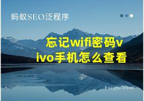 忘记wifi密码vivo手机怎么查看