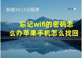 忘记wifi的密码怎么办苹果手机怎么找回