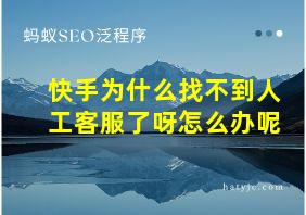 快手为什么找不到人工客服了呀怎么办呢