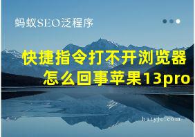 快捷指令打不开浏览器怎么回事苹果13pro