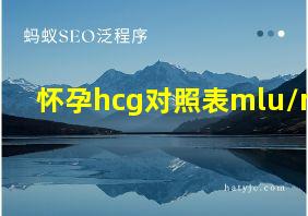 怀孕hcg对照表mlu/ml