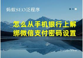 怎么从手机银行上解绑微信支付密码设置