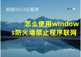 怎么使用windows防火墙禁止程序联网