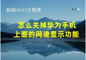 怎么关掉华为手机上面的网速显示功能