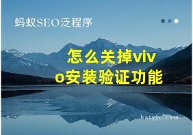 怎么关掉vivo安装验证功能