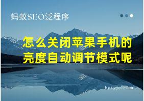 怎么关闭苹果手机的亮度自动调节模式呢