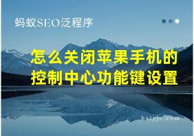 怎么关闭苹果手机的控制中心功能键设置