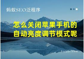 怎么关闭苹果手机的自动亮度调节模式呢