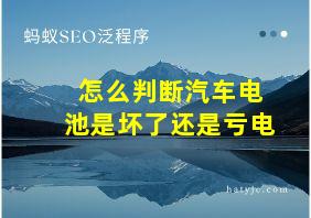 怎么判断汽车电池是坏了还是亏电