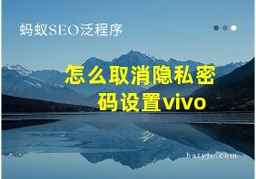 怎么取消隐私密码设置vivo