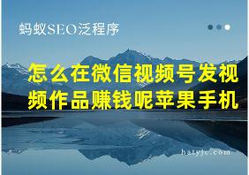 怎么在微信视频号发视频作品赚钱呢苹果手机