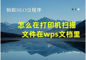 怎么在打印机扫描文件在wps文档里