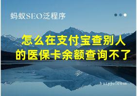 怎么在支付宝查别人的医保卡余额查询不了