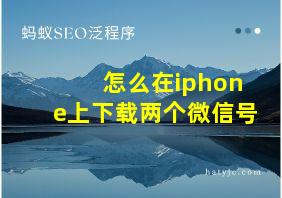 怎么在iphone上下载两个微信号