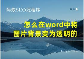 怎么在word中将图片背景变为透明的