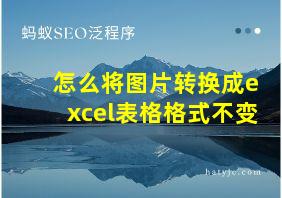 怎么将图片转换成excel表格格式不变