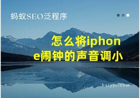 怎么将iphone闹钟的声音调小