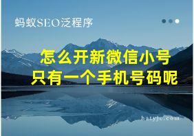 怎么开新微信小号只有一个手机号码呢