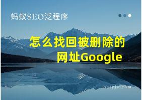 怎么找回被删除的网址Google