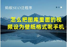 怎么把图库里面的视频设为壁纸格式呢手机