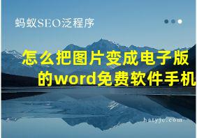 怎么把图片变成电子版的word免费软件手机