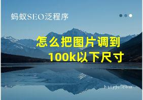 怎么把图片调到100k以下尺寸