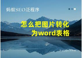 怎么把图片转化为word表格