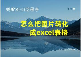 怎么把图片转化成excel表格