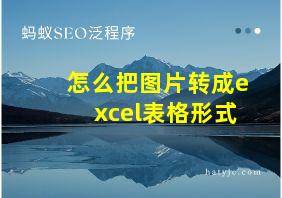 怎么把图片转成excel表格形式