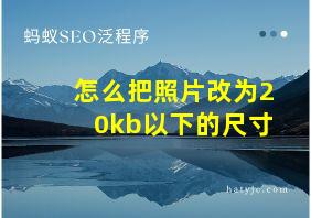 怎么把照片改为20kb以下的尺寸