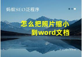 怎么把照片缩小到word文档