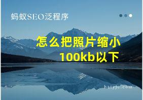 怎么把照片缩小100kb以下