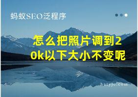 怎么把照片调到20k以下大小不变呢