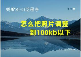 怎么把照片调整到100kb以下