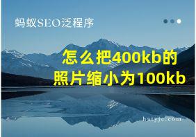 怎么把400kb的照片缩小为100kb