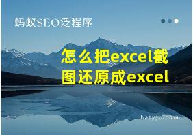 怎么把excel截图还原成excel