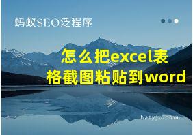 怎么把excel表格截图粘贴到word