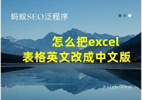 怎么把excel表格英文改成中文版