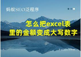 怎么把excel表里的金额变成大写数字