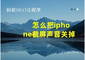 怎么把iphone截屏声音关掉